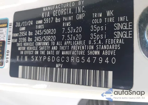 2024 Kia Telluride S из США, поврежденный, VIN 5XYP6DGC3RG547940